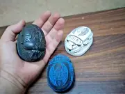 3X Ancient Egyptian Antiques Scarab Beetle khepri with hieroglyphics pharaoh