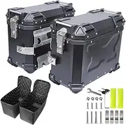Motorcycle Back top Box case 2Pcs Motorcycle Side Box with PU Leather Lining 38L Side Luggage Cases Multifunction Storage Motorbike Trunk Motorbike Storage