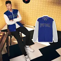 在飛比找ETMall東森購物網優惠-Puma 棒球外套 SQUAD 男款 藍 白 膠印LOGO 