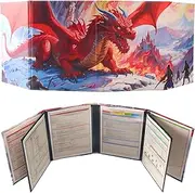 DND 5e DM Screen 8 Faux Leather Deluxe Panel 2 Swinging Wet Erase Pockets and Dungeon Master Cheat Sheet Dungeons and Dragons GM Terrain Accessories TTRPG Map Gift for D&D Game Master Players