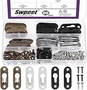 Swpeet 180Pcs 3 Colors 45 x 16mm Carbon Steel Single Keyhole Hangers with Screws Assortment Kit, Keyhole Hanging Plate Picture Hanger for Picture Frame, Key, Photo, Mirror