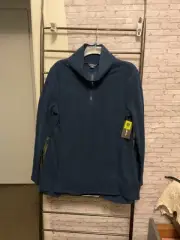 NWT Eddie Bauer Navy Blue Fleece Pullover Quarter Zip Jacket Medium