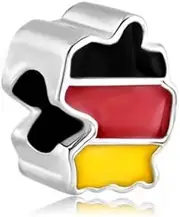 [The Charmery] Germany Flag Map Charm 925 Silver Charm Compatible with Pandora Charms, Trollbeads, Chamilia, Biagi and Many Other UK Charm Bracelets., Small, Metal, No Gemstone