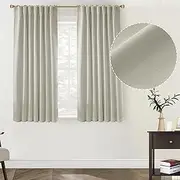 PANELSBURG Black Out Curtains 54 Inch Long,Linen Back Tab Pleated Room Darkening Blackout Beige Curtains 54 Inch Length 2 Panels Set,Oatmeal