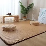 Japanese Summer Floor Mat, Natural Rattan Foldable Japanese Mat, Non-Slip Breathable Foldable, Suitable for Living Room, Bedroom, Crawling Game Mat, Rattan Mat,