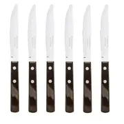 Tramontina Churrasco Serrated Brown Narrow Steak Knife 102mm Set 6