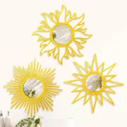 3 Pieces Gold round Mirrors for Wall Decor,Wood Wall Mirrors Home Décor (Gold)