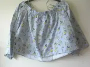 TOPSHOP TOP Blouse Peasant Bardot BLUE Green Spring Flowers Sz 12 NEW