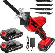Reciprocating Saw Cordless, 0-3500SPM Power Reciprocating Saw with 2*2000Mah Bat