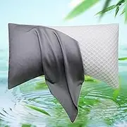 Cooling Side Sleeper Pillow Cases - Curved Rayon Derived from Bamboo Pillowcase Cover- Breathable Silky Soft Pillowcase for Hot Sleepers Hair and Skin, Queen Size 1 Piece, 20 * 30 Inches Dark Grey