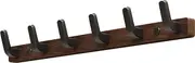 Wooden Wall Mounted Coat Rack - 6 Hooks Entryway Coat Rack for Hanging Coats, Bags, Hats, Towels, Decorative Walnut Hooks for Home, Bathroom, Bedroom