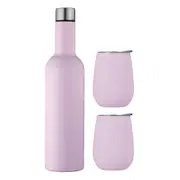 Avanti Double Wall Wine Traveller 750ml Bottle Flask/300ml Tumbler Set Pink