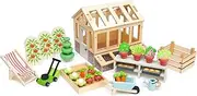 Tender Leaf Toys Wooden Greenhouse and Garden Toy - Dolls House Addition Accessories Pack for Imaginative Play - Language and Social Development for Children Ages 3+