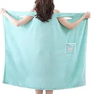 [Generic] Bath Wraps for Women After Shower - Body Shower Robe Bath Towel Wearable | Bathrobe Lightweight Coral Fleece with Pocket for Women Teens