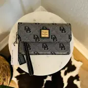 DOONEY & BOURKE Milly Logo Wristlet Wallet Clutch, Gray Black, NWT