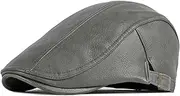 [FREEBIRD99] Fleece Lined Flat Cap Faux Leather Newsboy Duckbill Hat Cabbie Ivy Irish Hat for Men