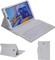 Samsung Galaxy Tab A 10.5 2018 SM-T590/T595 Keyboard Leather Case Cover, Slim Folio Shell Cover Removable Wireless Bluetooth Keyboard (White)