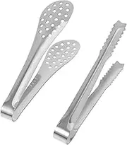 NOLITOY Versatile 6pc Steel Food Tongs Serving Utensils for Appetizers Barbecue Frying Sugar Clip Tea Party