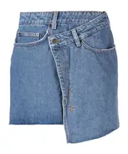 logo-tag asymmetric denim miniskirt 26,29,30 Blue