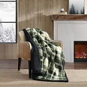 Eddie Bauer- Throw Blanket, Ultra Soft Plush Sherpa Home Décor, Reversible All Season Bedding (Trailhead Plaid Green, 50 x 60)