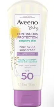 Aveeno Baby Continuous Protection Sunscreen SPF 50, 3oz. Sensitive Skin NEW