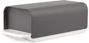 Alessi Mattina BG04 DG - Design Porcelain Butter Dish with Lid in 18/10 Stainless Steel Colored with Epoxy Resin, Dark Gray