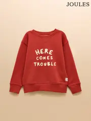 Joules Kids' Sundaze Rust Red Crew Neck Sweatshirt (F19608) | $37 - $42