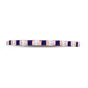 10k Rose Gold Princess Blue Sapphire Diamond Stackable Band Ring 3/8 Cttw