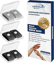Hionfurt Motion Sickness Bands Anti Nausea Wristband for Adult and Kids Morning Sickness Relief for Pregnant Women Acupressure Nausea Relief for Car, Sea, Air Sickness - 3 Pairs Grey, Black, Black