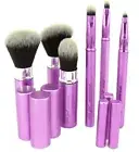 6 Piece Lavender Retractable Travel Portable Make up Brushes with cover & case