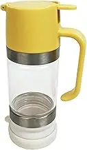 Honey Dispenser - Elegant Glass Jar with Handle, 9 Oz Push Activated Dispenser | No Honey Container, Maple Syrup Pourer for Coffee or Tea, Drip Glass Honeys Holder for Breakfast