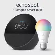 Amazon Echo Spot Bundle (2024) with Sengled LED Smart Light Bulb, Black | $99