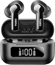 TOZO New Version Hybrid Active Noise Cancelling Wireless Earbuds,6 Mics ENC Clear Call,55H Long Playtime,32 Preset EQs via APP,Bluetooth 5.3 Headset,IPX8 Waterproof,in-Ear Headphones with LED Display