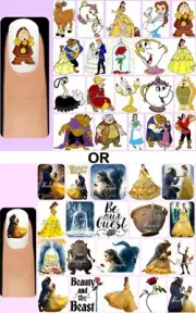 60x BEAUTY and the BEAST Nail Art Decals + Free Gems Disney Belle Chip Cogsworth