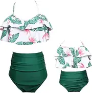 [KABETY] Girls Swimsuit Two Pieces Bikini Set, Green Mom, Small