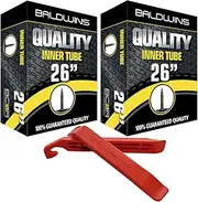PAIR Baldwins Cycle/Bike Inner Tube 26" x 2.10 to 2.40 (Fits any 2.10, 2.20, 2.25, 2.30, 2.35, 2.40 Tyre) Presta/French Type Valve & BALDY'S TYRE LEVERS (Pack of 2)