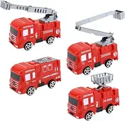 GARVALON 4Pcs Decorative Firetruck Cake Adornments Department Party Supplies for Dessert Decor for Birthday Celebrations Cartoon Style Fire Engine Decorations