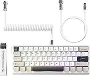 MAMBASNAKE X60 HE 60% BT/2.4G/Wired Tri-Mode Gaming Keyboard Adjustable Actuation,Rapid Trigger Magnetic Switch Mechanical Keyboard,RGB Backlit,8KHz Polling Rate with Coiled Cable for PC/Mac-White