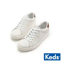 在飛比找Yahoo奇摩購物中心優惠-Keds ACE 復古運動皮革綁帶休閒鞋-白/棕-9223W