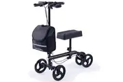 Equipmed Knee Scooter Walker, Dual Brakes - Bag - Broken Leg Ankle Foot Mobility - Crutches Alternative - Black