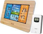 FJ3373 Multifunction Digital Weather Station LCD Alarm Clock Indoor Outdoor Weather Forecast Barometer Thermometer Hygrometer with Wireless Outdoor Sensor USB Power Cord