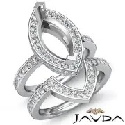 Diamond Marquise Wedding Band SemiMount Ring 14k Gold White Bridal Setting 1.8Ct