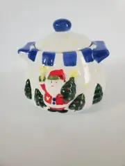SANTA CLAUSE HOLDING CHRISTMAS TREE WHIMSICAL Creamer and Sugar set MADE CHINA