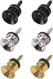 Leanockesa 6 pack Guitar Strap Buttons Lock Pins Guitar Metal Strap Buttons Metal End Pins with Mounting Screws for Acoustic Guitar, Electric Guitar, Bass, Ukulele(Black, Gold, Silver)
