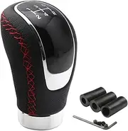 Osilly 5 Speed Shift Knob, Weighted Manual Gear Shifter Knobs, Leather Gear Shifting Handle, Automotive Manual Universal Transmission, Interior Automatic Replacement Parts (Black/Red)