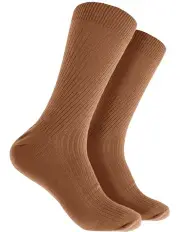 [Mitch Dowd] Bamboo Rib Crew Socks in Tan