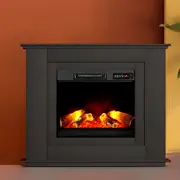 2000W Devanti Electric Fireplace Fire Heater Black Mantel Suite
