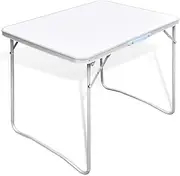Folding Camping Table Aluminum Folding Card Table Picnic Table with Handle, White Metal Foldable Table, Compact Portable Camp Table Indoor/Outdoor/Camping, 80 x 60 cm