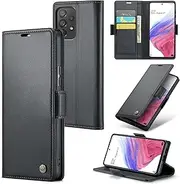 [ELEPIK] for Galaxy A53 5G Case with Card Holder, Kickstand [3 Card Holder + 1 Cash Slot] [Durable PU Leather] Magnetic Wallet Phone Cover for Samsung Galaxy A53 5G, Fashion Black
