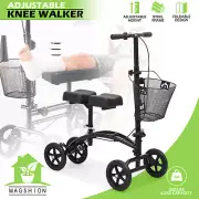Foldable Dual Pad Medical Scooter Steerable Knee Walker Foot Injuries Crutches